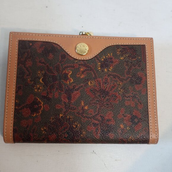 Authentic Womens Escada Brown Red Floral PVC Leather Wallet - Picture 4 of 11